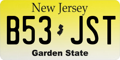 NJ license plate B53JST