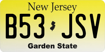 NJ license plate B53JSV