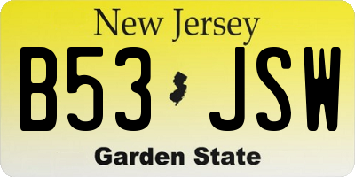 NJ license plate B53JSW