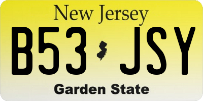 NJ license plate B53JSY