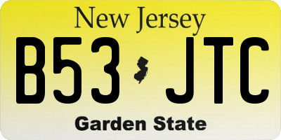 NJ license plate B53JTC