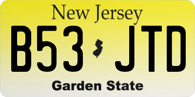 NJ license plate B53JTD