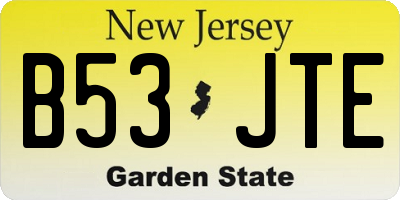 NJ license plate B53JTE