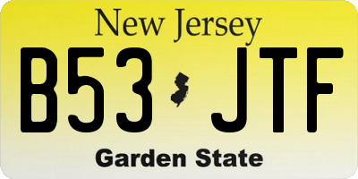 NJ license plate B53JTF
