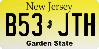 NJ license plate B53JTH