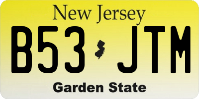 NJ license plate B53JTM