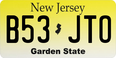 NJ license plate B53JTO
