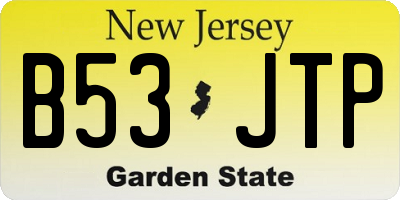 NJ license plate B53JTP