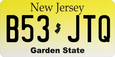 NJ license plate B53JTQ