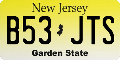 NJ license plate B53JTS