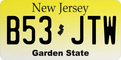 NJ license plate B53JTW
