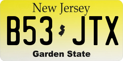 NJ license plate B53JTX