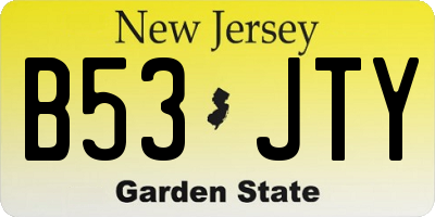 NJ license plate B53JTY