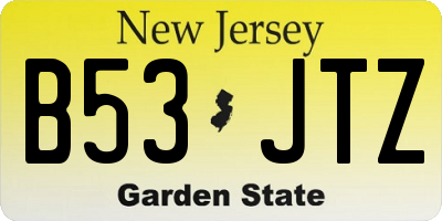 NJ license plate B53JTZ
