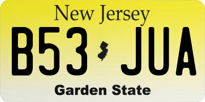 NJ license plate B53JUA