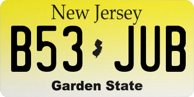 NJ license plate B53JUB
