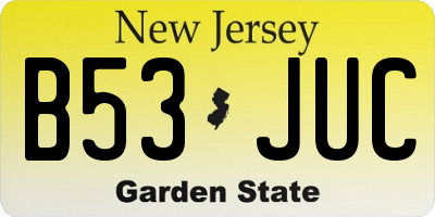 NJ license plate B53JUC
