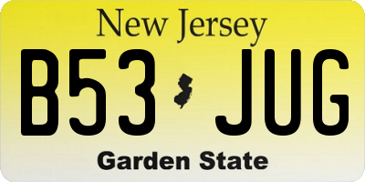 NJ license plate B53JUG