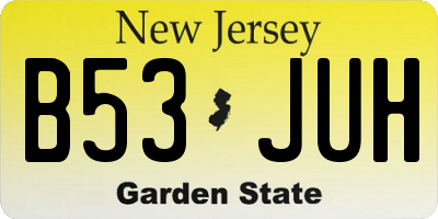 NJ license plate B53JUH