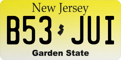 NJ license plate B53JUI