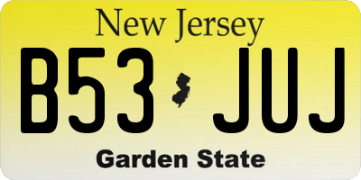 NJ license plate B53JUJ
