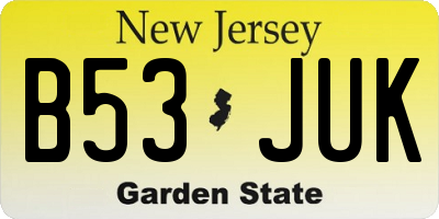 NJ license plate B53JUK