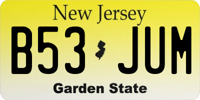 NJ license plate B53JUM