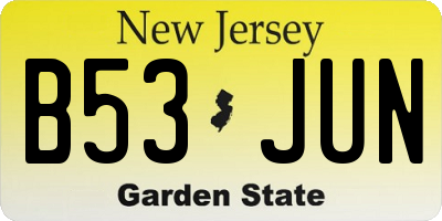 NJ license plate B53JUN