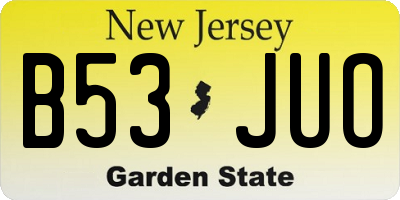 NJ license plate B53JUO