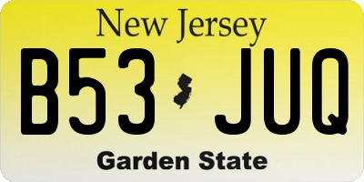 NJ license plate B53JUQ