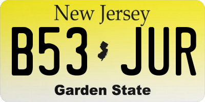 NJ license plate B53JUR