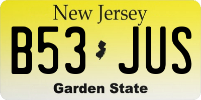 NJ license plate B53JUS