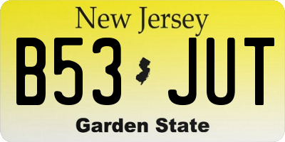 NJ license plate B53JUT