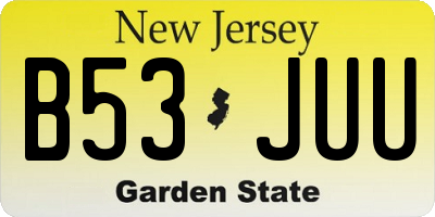 NJ license plate B53JUU