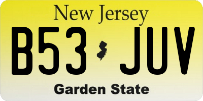 NJ license plate B53JUV