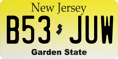 NJ license plate B53JUW