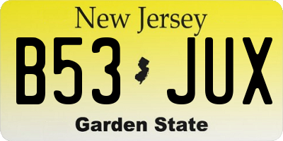 NJ license plate B53JUX