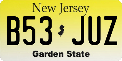 NJ license plate B53JUZ