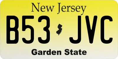 NJ license plate B53JVC