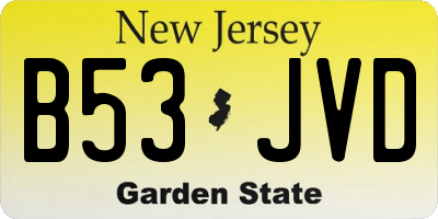 NJ license plate B53JVD