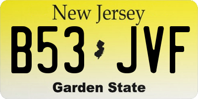 NJ license plate B53JVF