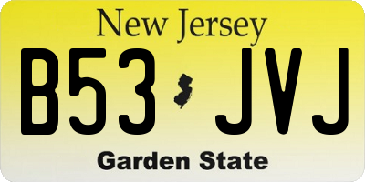 NJ license plate B53JVJ