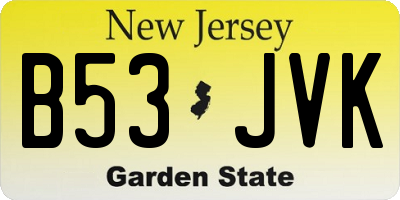 NJ license plate B53JVK