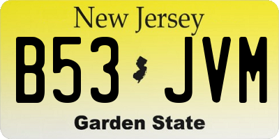 NJ license plate B53JVM