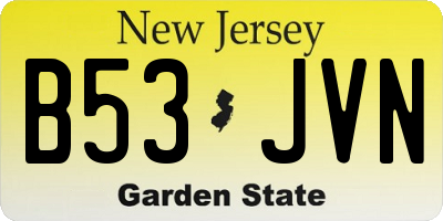 NJ license plate B53JVN