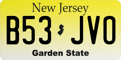 NJ license plate B53JVO