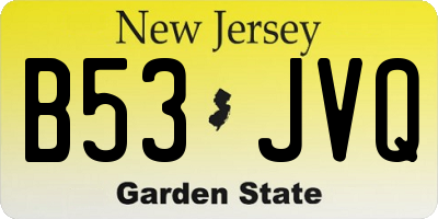 NJ license plate B53JVQ