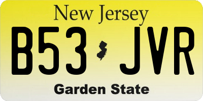 NJ license plate B53JVR