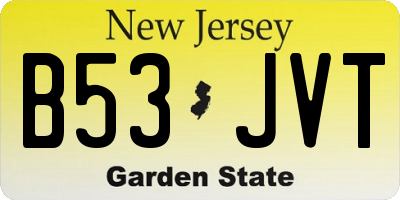 NJ license plate B53JVT