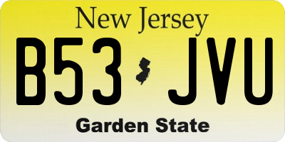 NJ license plate B53JVU